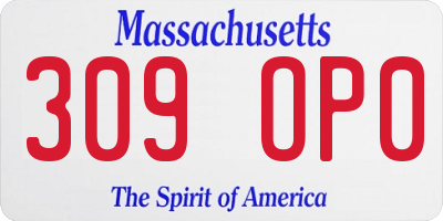 MA license plate 309OP0