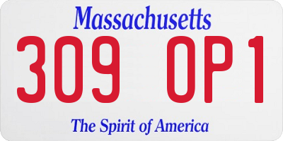 MA license plate 309OP1