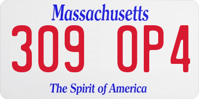 MA license plate 309OP4