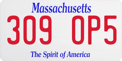 MA license plate 309OP5