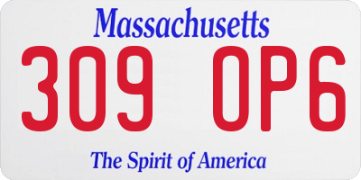 MA license plate 309OP6
