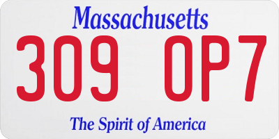 MA license plate 309OP7