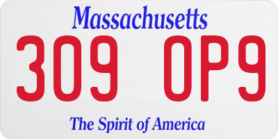 MA license plate 309OP9