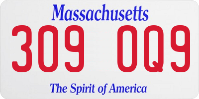 MA license plate 309OQ9