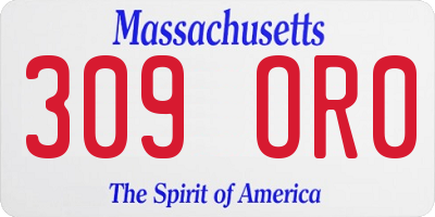 MA license plate 309OR0