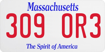 MA license plate 309OR3