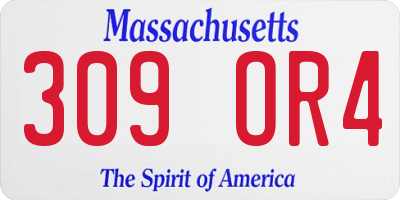 MA license plate 309OR4