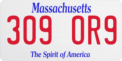 MA license plate 309OR9