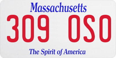 MA license plate 309OS0