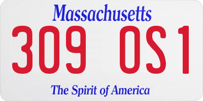 MA license plate 309OS1