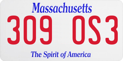MA license plate 309OS3