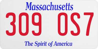 MA license plate 309OS7