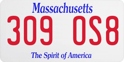 MA license plate 309OS8