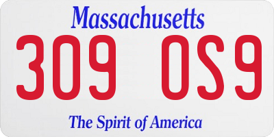 MA license plate 309OS9