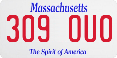 MA license plate 309OU0