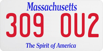 MA license plate 309OU2