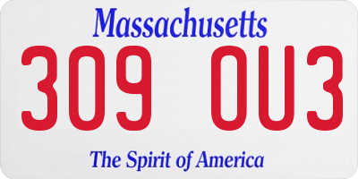 MA license plate 309OU3