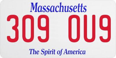 MA license plate 309OU9