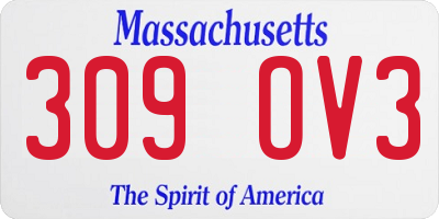 MA license plate 309OV3
