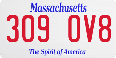 MA license plate 309OV8