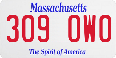 MA license plate 309OW0