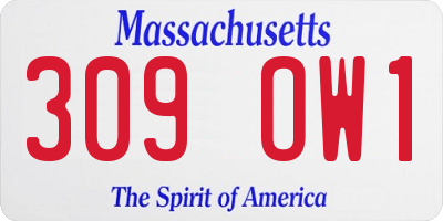 MA license plate 309OW1