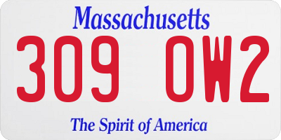 MA license plate 309OW2