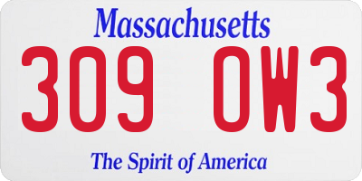 MA license plate 309OW3