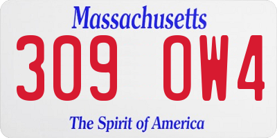 MA license plate 309OW4