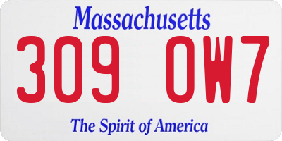 MA license plate 309OW7