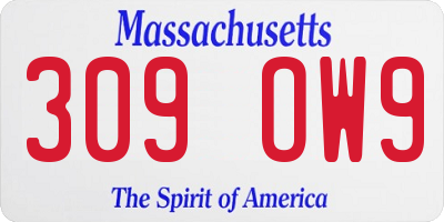 MA license plate 309OW9