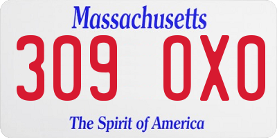 MA license plate 309OX0