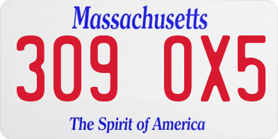 MA license plate 309OX5