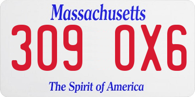 MA license plate 309OX6