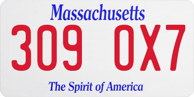 MA license plate 309OX7