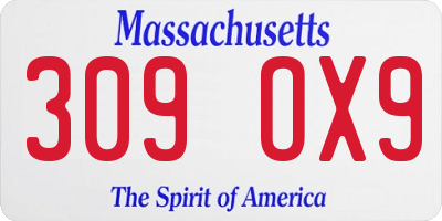 MA license plate 309OX9