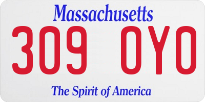 MA license plate 309OY0