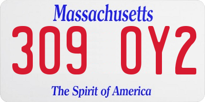MA license plate 309OY2