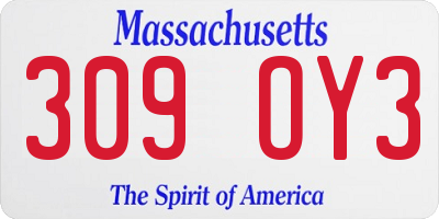 MA license plate 309OY3
