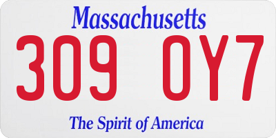 MA license plate 309OY7