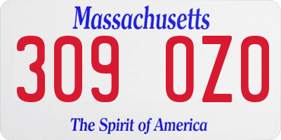 MA license plate 309OZ0
