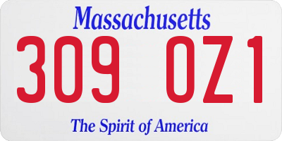 MA license plate 309OZ1