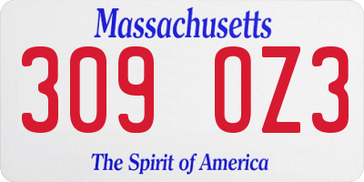MA license plate 309OZ3