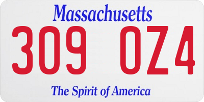 MA license plate 309OZ4