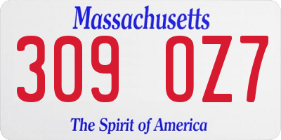 MA license plate 309OZ7