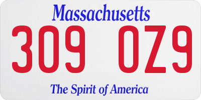 MA license plate 309OZ9