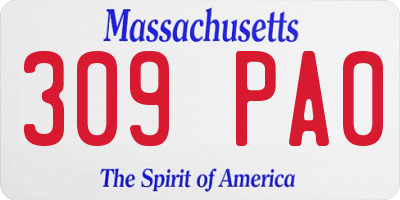MA license plate 309PA0