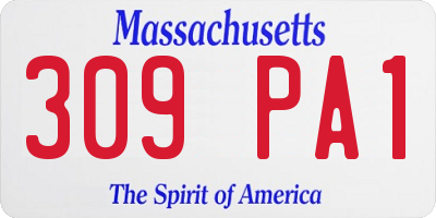 MA license plate 309PA1