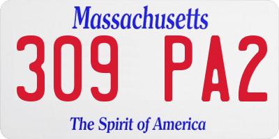 MA license plate 309PA2