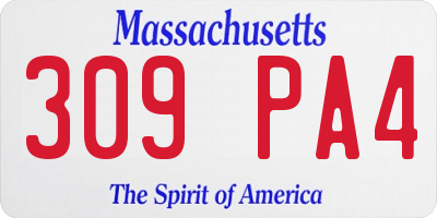 MA license plate 309PA4